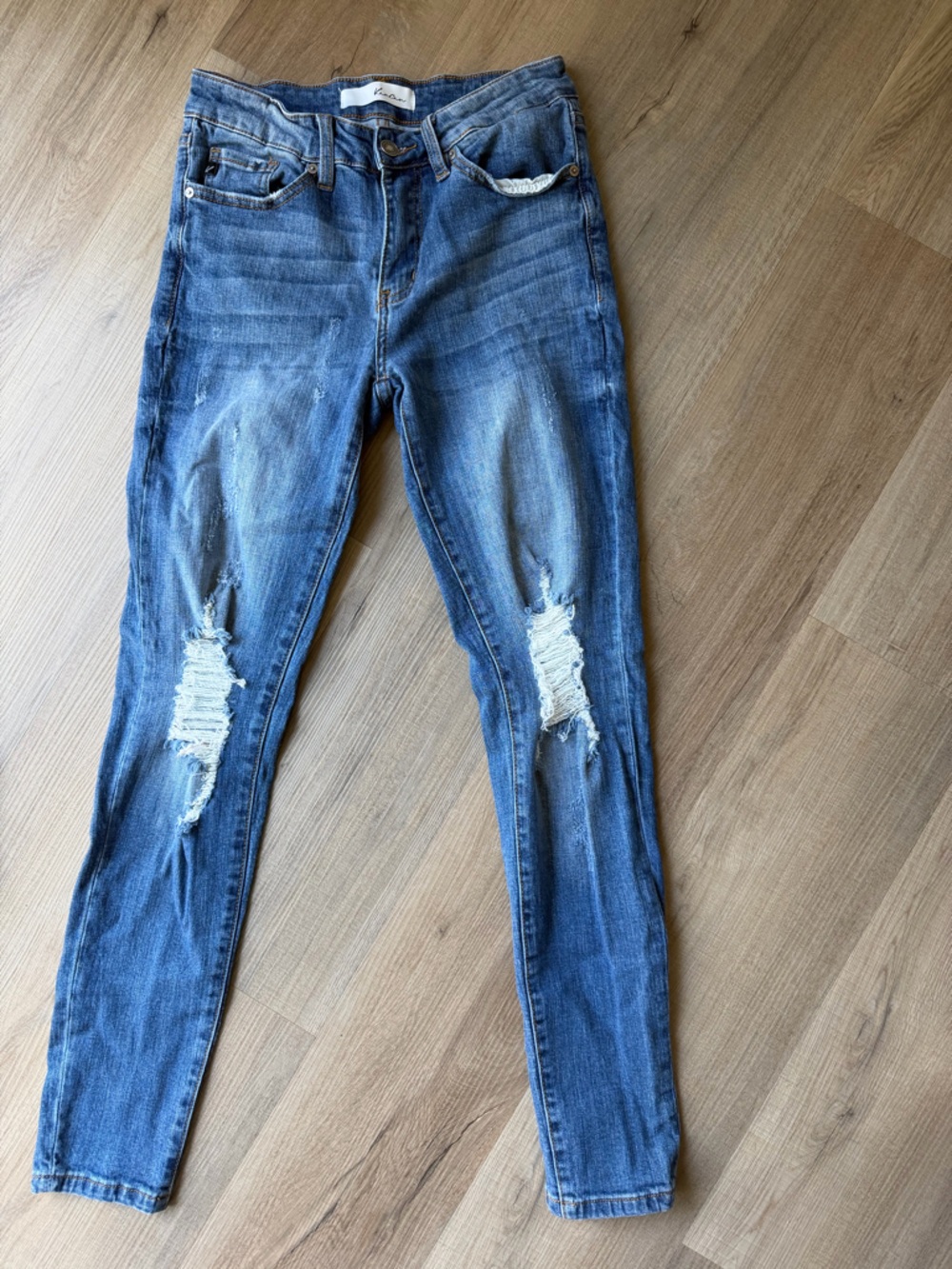 KanCan Distressed Skinny Jeans in Medium Blue Wash
